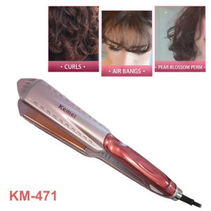 Kemei KM 471 Profesional Hair Straightener / Catokan rambut 2 In1 Curly Dan Pelurus Rambut Profesional Salon - Catok Rambut Plat Lebar Slim Gold Temperatur Suhu Catokan Rambut Slim Plat - Pelurus Rambut - Catokan Rambut