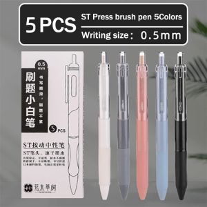 5Pcs/Box Press Gel Pen 0.5mm Ballpen Quick-Drying Neutral Pen Student Portable Black Ink ST Nib Signature Pen