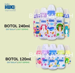 HUKI Botol Susu Pentil Dot Gepeng 60ml 120ml 240ml / Botol Susu HUKI Dot Gepeng 60ml 120ml 240ml