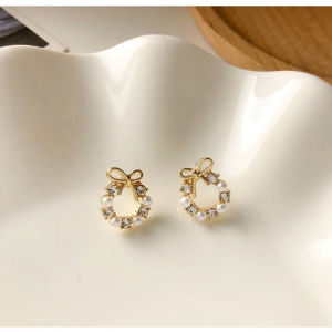ANTING KOREA TUSUK TITANIUM ANTING WANITA GIWANG ANTI KARAT MUTIARA RETRO AKESORIS PERHIASAN ANT46