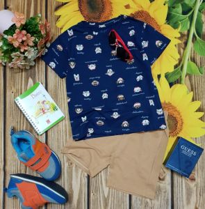 [VNXK Cao Cấp] Đồ Bộ Bé Trai Size Đại 15kg-35kg Chất Cotton Co Giãn 4 Chiều Mềm Mịn Rất Mát Hình Khủng Long-1419