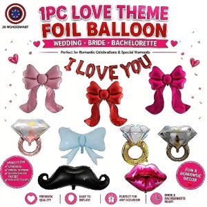 Wedding Bride Bachelorette Foil Balloon  Bow Ring Lips Party Decoration