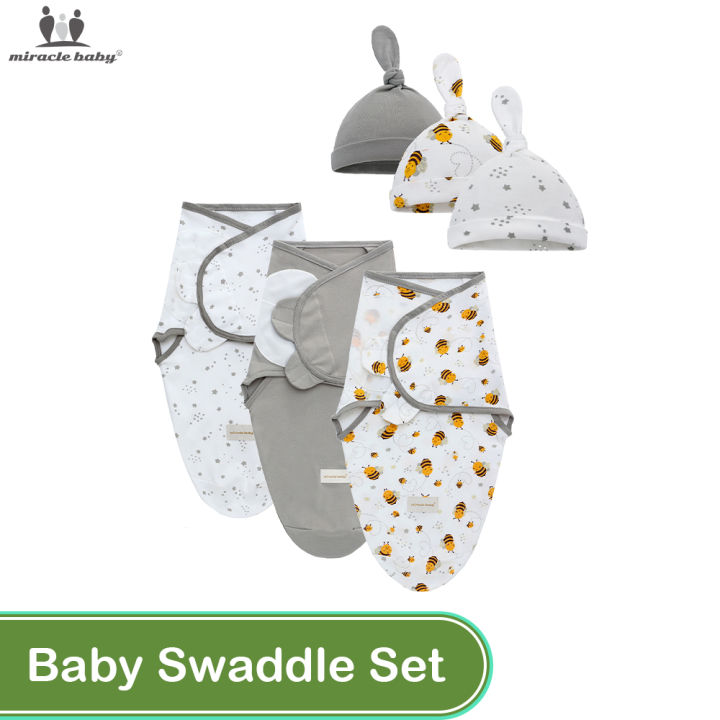 Miracle Baby 3pc per pack New Born Baby Swaddle Wrap Infant Cotton