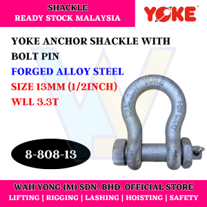 YOKE 8-808 FORGED ALLOY STEEL ANCHOR SHACKLE WITH BOLT PIN (2T - 7T)