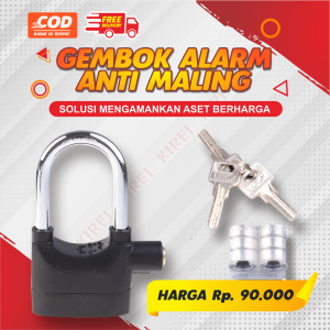 Gembok Alarm Anti Maling Suara Keras Bisa Untuk Pintu Rumah Pagar Ruko Motor Dll
