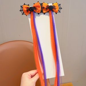 SEKINEW 1/2/3 Pair Phong cách Gothic Kẹp tóc Halloween dành cho nữ Tóc giả Màu chuyển sắc Kẹp tóc giả Halloween Đồ dùng cho tiệc ngày lễ Đầu bí ngô Phụ kiện đội đầu tạo không khí tiệc tùng Các bé gái