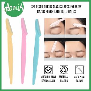 Set Pisau Cukur Alis Isi 3pcs / Eyebrow Razor Blade / Alat Cukuran Alis Manual Penghilang Bulu Cambang Rambut Halus Wajah Serbaguna - HOMIA
