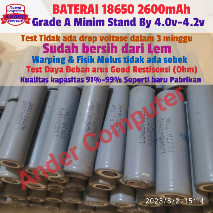 Baterai 18650 2600 mAh LG Type LGABB41865 Lithium ORI original