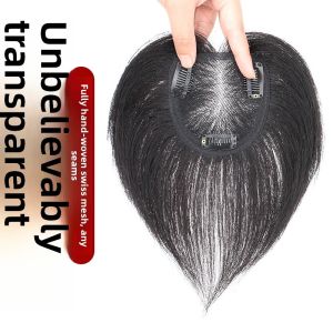 9 * 9-15/25cm Swiss Net Full Mono Base 100% Human Hair Piece Hair Topper Hair Replacement Cover White Hair Breathable And Lightweight Wig Increase Hair Volume For Woman