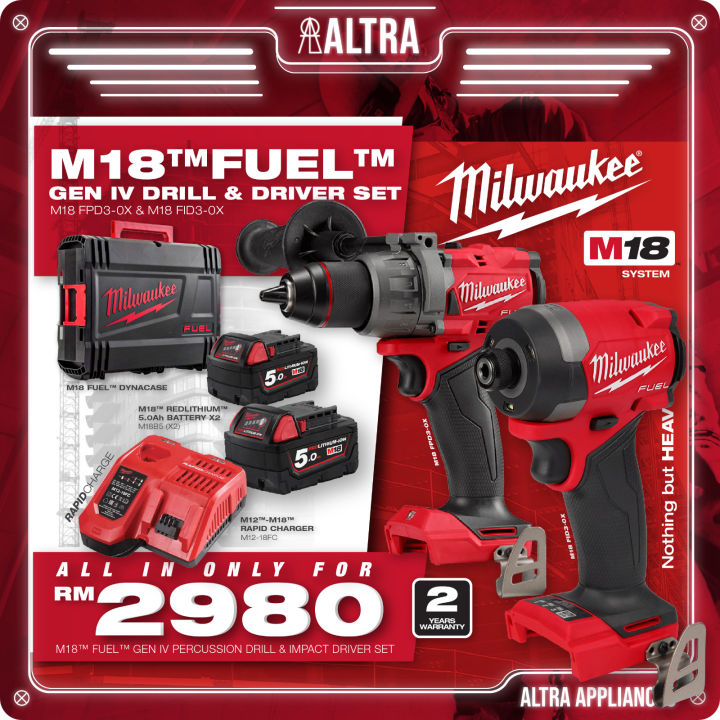 MILWAUKEE M18 FUEL GEN IV 13MM PERCUSSION DRILL & 1/4" HEX IMPACT