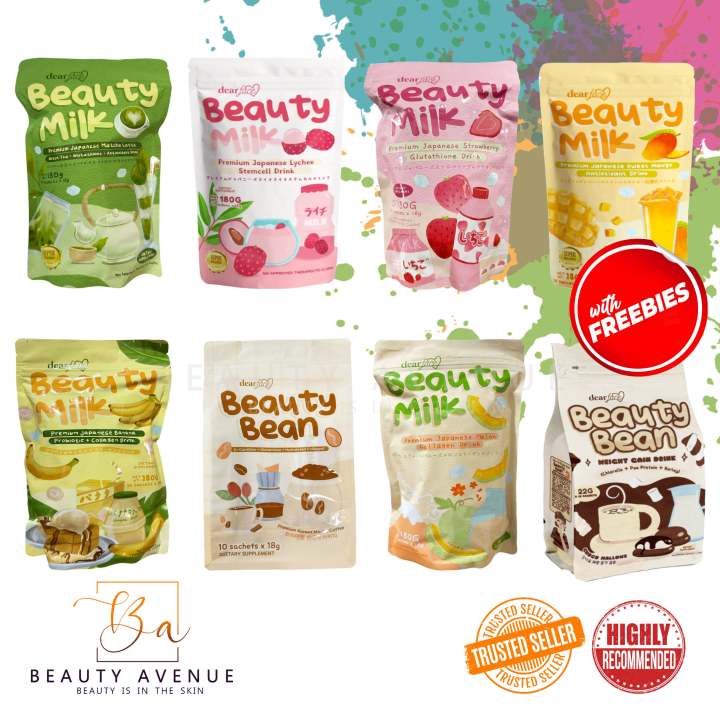 VARIATIONS] Dear Face Beauty Milk Premium Japanese Lychee | Melon Collagen  | Strawberry Glutathione Beauty Drink | Banana | Beauty Bean (with  freebies) | Lazada PH