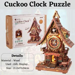 Robotime ROKR Mechanical 3D Wooden Puzzle DIY Model Home Decoration - Cuckoo Clock LC901C 435PCS