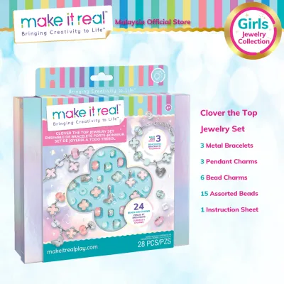 Make It Real Clover the Top Jewelry Set DIY Set (1734) Girls Friendship Charm Bracelet Kit