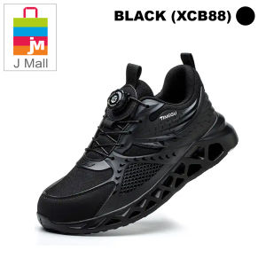 SAFETY SHOES knob buckle Anti-Smashing Anti-Piercing Steel Toe Cap with Rotating Button protection work shoes - XCB88 (BLACK)