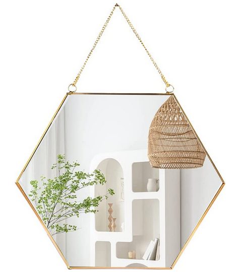 CERMIN DINDING HIASAN RUMAH PEJABAT WALL MIRROR GOLD METAL FRAME DESIGN ...