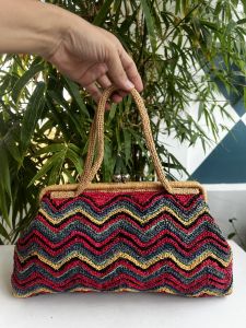 Túi 2hand xách tay cực đẹp dang cốp cói thật đan handmade cực xinh của Nhật  -T695