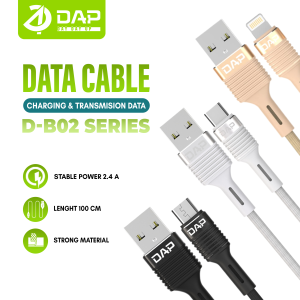 DAP Kabel Data D-B02 Series Micro Type C dan Lightning 2.4 A Fast Charging 100cm - Garansi 1 Tahun