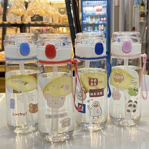 Botol Minum Anak Dewasa Bening Tali Sedotan 550 ml KLX 101 Free Box