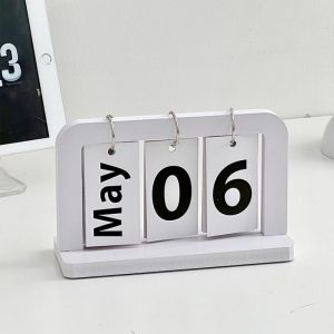 Vintage Desktop Wooden Cube Block Calendar Home Office Living Room Bedroom Table Decor Photo Shootin