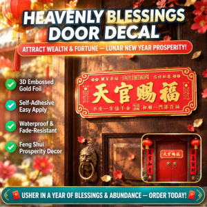 Fortune Blessing Door Plaque Traditional Decor Sign For Office Store Restaurant/Year Round Good Luck/Housewarming/New Business Gift/Cultural Atmosphere/Embossed Finish