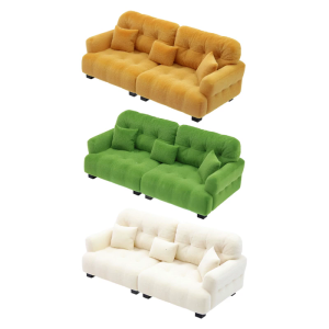 1/12 Scale Couch Model Modern Miniature Sofa Realistic Flocking Dollhouses Furniture For Bedroom Living Room