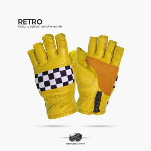WJ Leather - Sarung Tangan Motor Kulit Retro Mustard