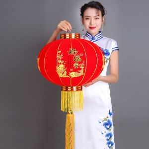 MNTT Flocking Cloth Chinese New Year Lantern Sunscreen Red Red Fluffy Lanterns Christmas Wedding Decor Waterproof Door Hanging Lanterns Good Fortune