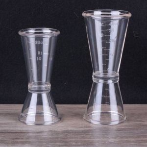 SUPERMARKET IMPORT EKSPORT Gelas Ukur Takar Barista Bartender Jigger Cup Jigger Acrylic Plastik Transparan  Measuring Cup gelas ukur