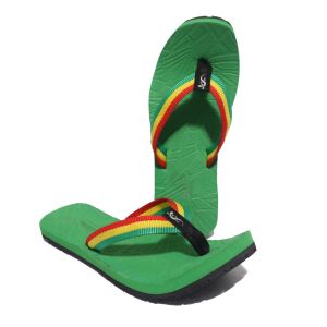 Slippers SANTH013 rasta with green slipsole for women  (Available Sizes 5 6 7 8 9)
