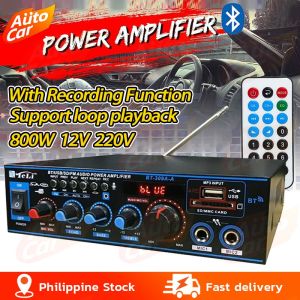 12V 220V 800W Bluetooth 5.0 Amplifier for Speakers 2.0 Channel Car Audio Power Bass HIFI Music Play