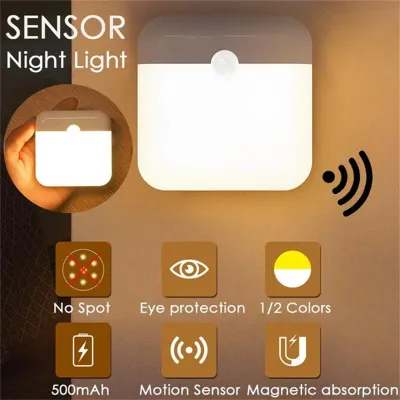 Rechargeable LED Motion Sensor Night Light for Bathroom Hallway Bedroom Kids Room Kitchen Stairway