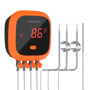 Inkbird Bluetooth Digital BBQ Temperature Measuring Tool IBT-4XC IPX5 Waterproof Meat Cooking Kitchen Tool with 4 Probes LED Screen Magnet Back