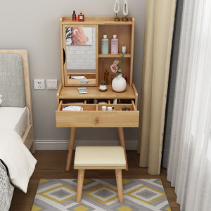 [Sg Sellers] Solid Wood Dressing Table Storage Cabinet Integrated Modern Minimalist Bedroom New Pine Dresser Internet Celebrity Makeup Table Small