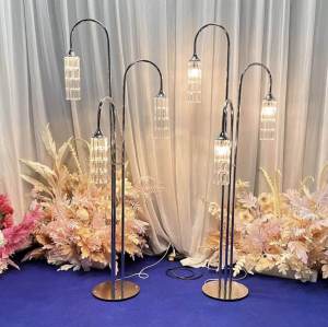 【24-hour delivery】Wedding props 3 Elegant 3-Headed Gold Crystal Candelabra - Wedding Walkway Stand with LED Lights