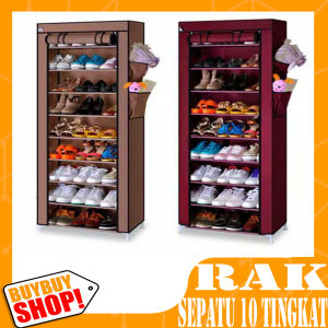 Rak Sepatu 10 Grid 9 Susun / Shoes Rak 10 Layer /Rak Sepatu 10 Tingkat + Cover Debu POLOS