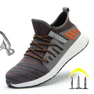 รองเท้าเพื่อความปลอดภัยของผู้ชาย รองเท้าบู๊ต รองเท้าบู๊ตเหล็ก รองเท้าทำงานป้องกันการเจาะทะลุ รองเท้าความปลอดภัยตาข่ายระบายอากาศกลางแจ้ง รองเท้าทำงานน้ำหนักเบา