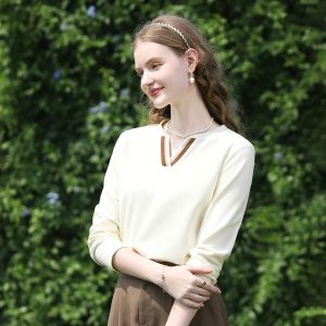 I BELIEVE YOU Women T-shirts 2026 V-neck Long Sleeve Autumn New Tees Cotton Slim Knitted Basic Fashion Lady T-shirts 22430157832026