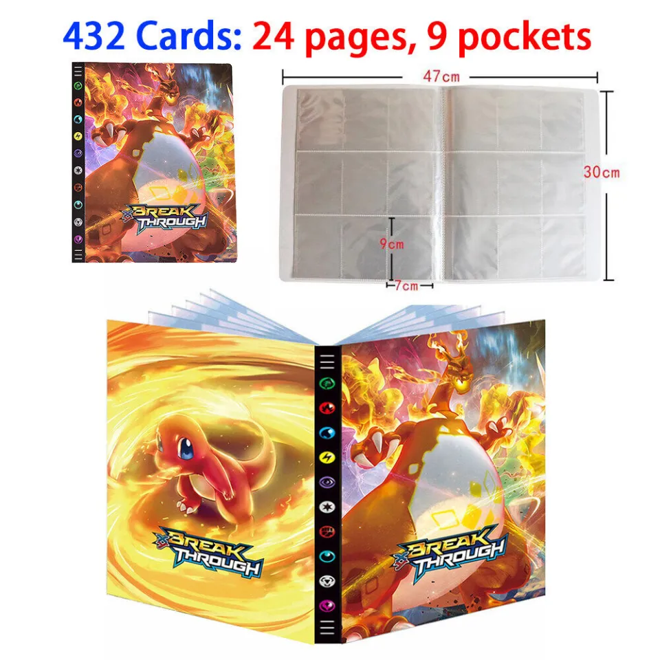 Pokemon card album Pokemon 432 card album binder display card Pokemon book  card 240/400/540 File PVC Waterproof Hard Cover Photo Folder 4/9 pockets  per page PokMon Cards Cards Book Binder  (No