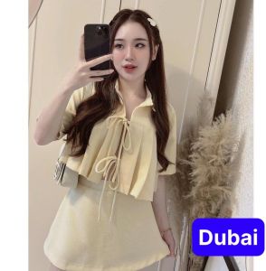 SET BỘ ÁO CHÂN VÁY CROPTOP VẢI ĐŨI TƠ CAO CẤP CHO NÀNG PHONG CÁCH SÀNH ĐIỆU - DUBAI FASHION