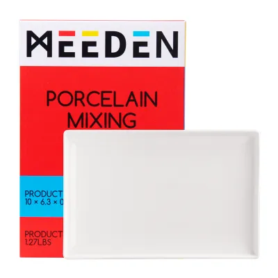 MEEDEN Ceramic Tray Palette Ceramic Artist Paint Palette Porcelain Mixing Tray for Watercolor Gouache Painting Large Mixing Area White Rectangle Palette for Painting Large Artwork