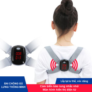 Đai chống gù lưng Kelly thông minh dành cho trẻ em giúp điều chỉnh tư thế ngồi với màn hình led đếm số lần cảnh báo rung pin sạc 400mA
