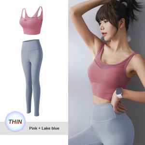SUPERFLOWER wanita set kecergasan sukan saman kalis gegar sukan pakaian Bra Vest pinggang tinggi Hip Yoga Pants Ladies Yoga Suit