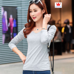 [ Hàng đẹp ] Áo thun nữ cổ tim tay dài vải cotton đẹp dễ mặc dễ phối đồ mặc bốn mùa