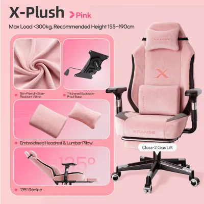 XPANSE Pink Velvet Gaming Ergonomic Chair Computer Office Study Chair For Girl【30 Day Free Trial】