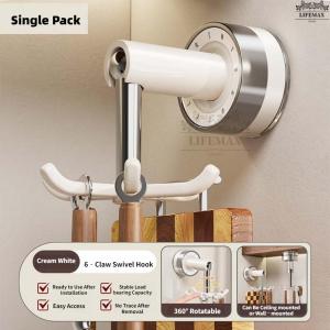 [SG Seller]Heavy-Duty Suction Cup Kitchen Hanger Removable Rotatable Hook for Kitchen Utensil Organization