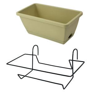1 Set Balcony Plant Vegetable Flower Planter with Tray and Rack Plastic Garden Simple Rectangular Hanging Long Flower Pot Trough2026