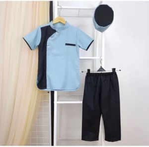 stelan baju koko anak laki-laki koko kurta anak set koko anak baju celana peci baju muslim anak