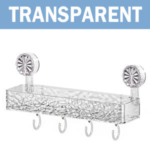 LOVIDA MALAYSIA Luxury Wall Hanging Storage Rack Bathroom Rack Suction Cup Rack Punch Free Toiletries Shelf wt Hooks Rak Tandas 免打孔收纳架