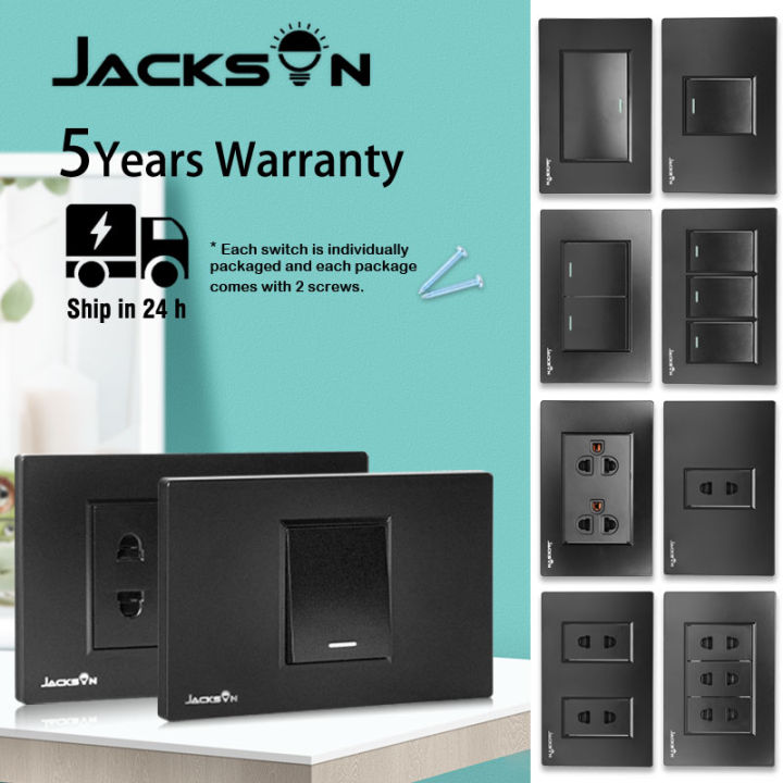 Black Wall Switch Outlet 1Gang 2Gang 3Gang Power Socket Panel Concealed