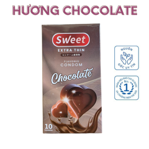 Combo 3 hộp bao cao su Sweet extrathin hương vị chocolate size 52mm hộp 10 bao